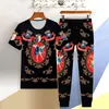 Chándales para hombres Chándal deportivo de verano para hombre Camiseta de manga corta Camiseta con estampado 3D Camiseta de tigre Pantalones casuales Pantalones 2 Dos piezas 206n