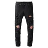 Men's Jeans Men Luxury Pink Bandanna Patchwork Biker Black Stretch Denim Holes Ripped Skinny Pants Plus Size 401945