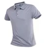 Pikétröja Män Casual Solid Short Sleeve Slim Andningsbar Skjorta Sommar Sportkläder Snabbtork Jerseys Toppar Camisa Polo Shirts 4xl 210707