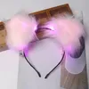 Accessori per capelli 1PC Light Up Glowing Cat Ear Fascia Orecchie di peluche Carino Copricapo Stile coreano Hairband Girls Party Cosplay Accessor5271134