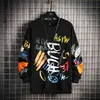 Mens Sweatshirt Casual Hoodies Spring Graffiti Oversized Japanese Hip Hop Streetwear Men Loose Sweatshirts Pullover Top 210827