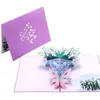 2022 Nowe 4-pakowane karty Pop Up Happy Birthday Dekoracje Gardenia, Róża, Lily, Słonecznikowe Karty Głuczelni Kartki Gratulation