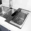 Mehrzweck-Küchen-Trockengestell, Aufbewahrungshalter über dem Waschbecken, aufrollbare Geschirr-Trockengestelle, faltbares Obst-, Gemüse- und Fleisch-Organizer-Tablett RRE11413