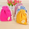 Storage Bags Girls Cute Flower Natural Resuable Pink Drawstring Pouch Packaging Gift Printed Jewelry Christmas Bag