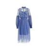 2021 Women's Long Sleeve Printed Stars Ladies Sweet Flower Midi Dress X0521