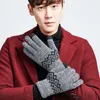 가을과 겨울에 두꺼운 니트 장갑 남성의 따뜻한 터치 스크린 한국 양모 봉제 야외 승마 장갑