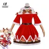 ROLECOS Game Genshin Impact Barbara Cosplay Costume Christmas Dress Women Red Party Hat Full Set Y0913