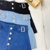 Ly Varey Lin Sommar Kvinnor Mode Hög Midja Straight Denim Shorts Casual Button Loose Jeans Kvinna 210526