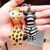 Cartoon Fruit Little Giraffe Doll Keychains Female Cute School Bag Pendant Creative Key Chains Key Ring Couple Bag Pendant Gift G1019