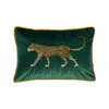 DUNXDECO Cushion Cover Decorative Pillow Case Vintage Velvet Animal Collection Golden Leopard Embroidery Sofa Bedding Coussin 210315