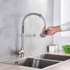 Szczotkowane kranik kuchenny Pull Down Kitchen Water Mikser Tap 360 Stopni Rotacja Kuchnia Materiały zlewozmywakowe i Faucet Wody zimnej 211108