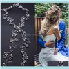 Stirnbänder SchmuckDamen Perlennadeln Clips Braut Tiaras Bänder Brautjungfer Diamante Haarrebe Haarspangen Hochzeitsschmuck 35 cm Kopfbedeckung Drop Deliv