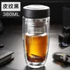 380ML Double Wall Glass Water Bottle High End Thickness Borosilicate Elegant Leakproof With Infuser For Car