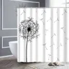 Bloem douchegordijn paardebloem vlinder lente landschap afdrukken waterdicht bad gordijnen stof polyester haken badkamer decor 210609