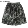 Gonthwid shorts streetwear hip hop tie dye curto moletom verão homens harajuku casual jogger baggy calças de suor moda calças c0325