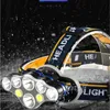Krachtige 18650 Oplaadbare LED-koplamp T6 COB 8 Modi Lampen 50000 Lumen Verstelbare Waterdichte Camping Zaklamp 205 W2