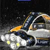 強力な 18650 充電式 LED ヘッドランプ T6 COB 8 モードランプ 50000 ルーメン調整可能な防水キャンプ懐中電灯 205 W2