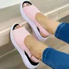 Tjock botten krok loop peep toe casual sandaler kilar plattform damer bekväma sandaler kvinnor strandskor plus storlek 43 röd 210705