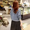 Aelegantmis höst korta kvinnor denim jacka lapel retro lös långärmad kvinnlig jeans jackor casual damer coat outwear 210607