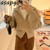 Sweter Latarnia Rękaw Sweter Down Collar Cardigan Podwójny Zipper Kurtka Dzianiny Solidne Retro Casual Luźne Pull Femme Jesień Delikatny 210610