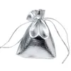 Bijoux emballage petit sac argent feuille d'or tissu sacs à cordon 7x9cm 9x12cm 10x15cm mariage cadeau pochettes prix de gros