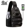 IKSNAIL USB Chest Bag Mochila de camping de un solo hombro Bolsas de deportes tácticos militares Senderismo al aire libre Army Mochlia Molle Camo Sack Y0721