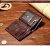 Genuine Leather Wallet Vintage Trifold Men Design Cowhide ID Card Holder Male Purse Short Coin Pocket Bag Purse Boy 248Q