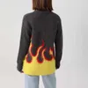 Högkvalitativ vinter Personlighet Flame Jacquard Fluffy Stickade Toppar Mode Kvinnor Ull Mohair Knitwear Pullovers Jumpers C-224 211014