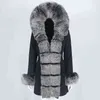 Oftbuy Vattentät Vinterjacka Kvinnor Real Fur Coat Natural Raccoon Hooded Long Parkas Ytterkläder Avtagbar 211110