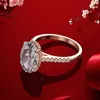 Luxury High Carbon 9 sparkling AAAAA+ Oval Wedding rings Top quality 925 Sterling silver 9 *13 mm Egg CZ Female Rings Set