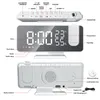 LED Digital Smart Alarm Clock Watch for bedroom Table Electronic Desktop Clocks USB Wake Up Clock with 180° Projection Time Snooze