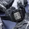 Montres résistantes aux chocs de Digital structure dure de cadran de rectangle de résistant à l'eau de 30 mètres