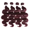 Bundles brésiliens de cheveux humains de vague de corps 99J / armure de couleur rouge bordeaux 8-20 pouces extension non remy 3 / 4PCS