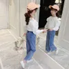 Children Clothes Blouse + Jeans Girls Clothing Casual Style For Spring Autumn Kids 6 8 10 12 14 210528