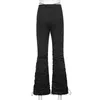 Taille haute Y2K trou pantalon femme empilé plissé filles noires pantalon mince été automne streetwear femme 211124