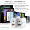 Universal snabba snabba laddare Dual Ports EU US 25W 20W 12W PD USB C Wall Charger Power Adapters för iPhone 14 15 iPad Samsung HTC B1