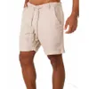 Mannen Zomer Shorts Katoen Beach Mens Mode Ademend Dun Lichtgewicht Trekkoord Korte Broek Solid Color Cool 210714