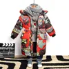 HH crianças jaqueta de inverno para meninas com capuz graffiti camuflagem parkas adolescentes meninos grossos casaco longo roupa 211203