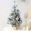 60 cm Mini Artificial Christmas Tree Xmas Year Home Ornaments Desktop Decorations Flocking Snowflake Y201020