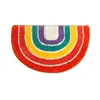 Semicircle Carpet Soft Plush Rug Sofa Floor Rug Non Slip Foot Mat Living Room Decoration Carpet Rainbow Sink Pedestal Rug 210727