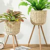 Plancher Vase Plante Stand osier Fleur Pot Titulaire Affichage En Pot Rack Rustique Décor T200104 344 R2