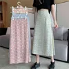 France High Waist Faldas Mujer Moda Chic White Floral Print Women Midi Skirt Elegant Skirts Womens Drop 210529