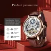 Mens Luxury Skeleton Automatic Mechanical Wrist Watches Leather Moon Frase Luminous Hands Self-Wind Wristwatch234i