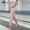 Sollinarry Office lady casual printemps crayon solide pantalons femmes mode femme basique pantalon élégant drapé fermeture à glissière bas bouton 210709