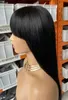Máquina peruana fez perucas de cabelo humano retas com franja 150% Remy Hairless Wig para mulheres