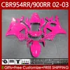 Kit carrosserie pour HONDA CBR954-RR CBR900RR 2002-2003 Carrosserie 61No.128 CBR954RR CBR954 CBR900 CBR 900 954 RR CC 900CC 2002 2003 CBR 954RR 900RR 02 03 Carénages rose brillant