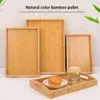 Kitchen Storage & Organization Household Rectangular Bamboo Serving Tray With Handles Wooden Coffee Tea Breakfast Plate Organizer Holder For