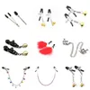NXY SM Sex Adult Toy 1 Pair Metal Bondage Nipple Clamps Chain Clips Labia Slave Bdsm Women Toys Games Breast Clover1220