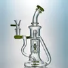 8 Inch 4mm Dikke Hookahs Dubbele Recycler Glas Bongs Propeller Percolater Olie DAB Rigs Melk Groene Melk Purpere Waterleidingen 14mm Vrouwelijke Joint met Kom