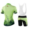 Racing Sets Malciklo Cycling Clothes Small Fresh Green Flowers A006 Women's Sunblock Slim Breathable Backstrap Jacket